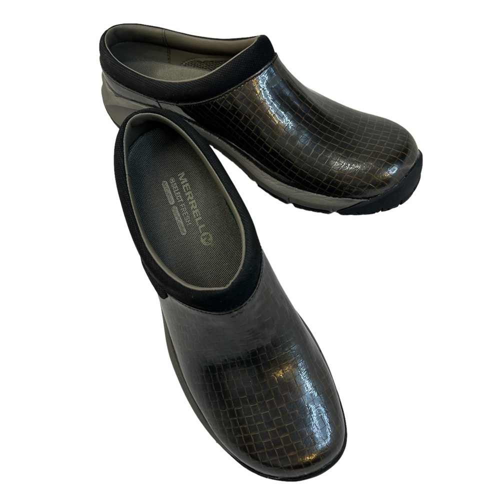 Merrell Encore Flair Clogs Size 9 Brown Geometric Check